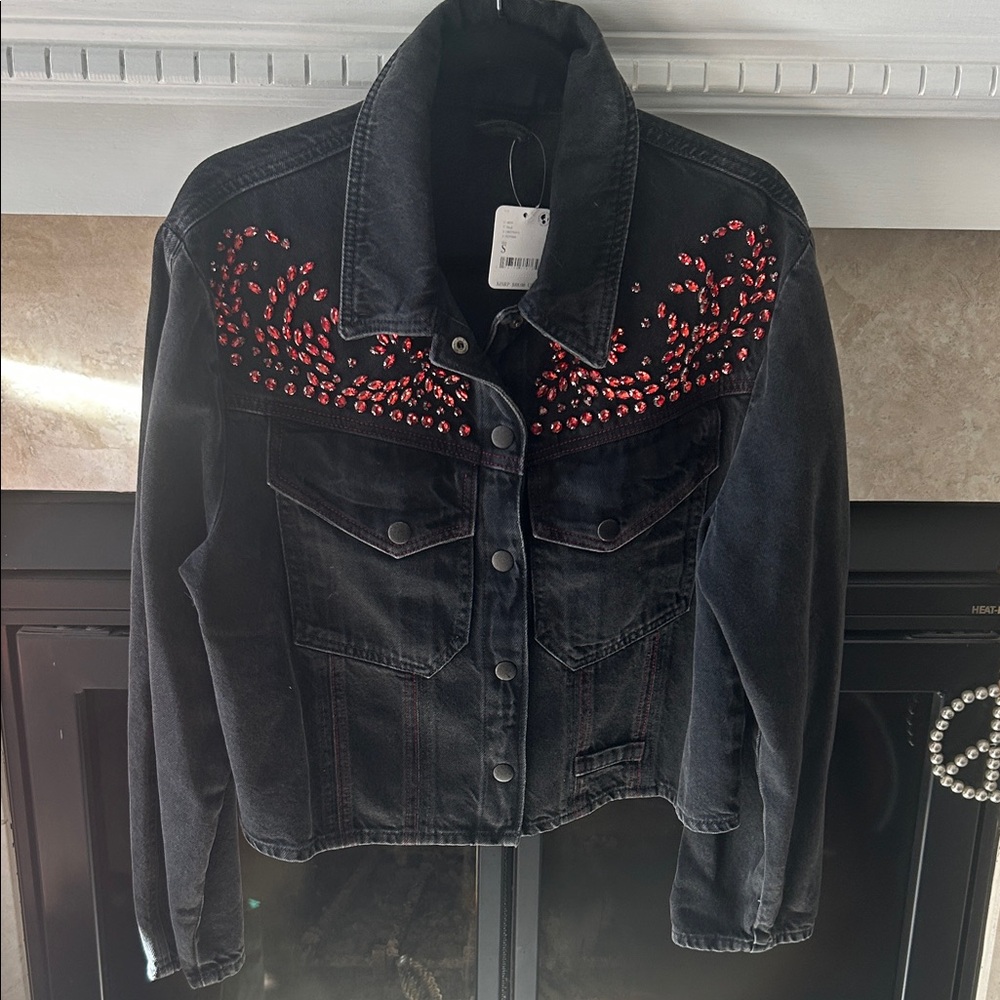 Embellished Black Denim Jacket